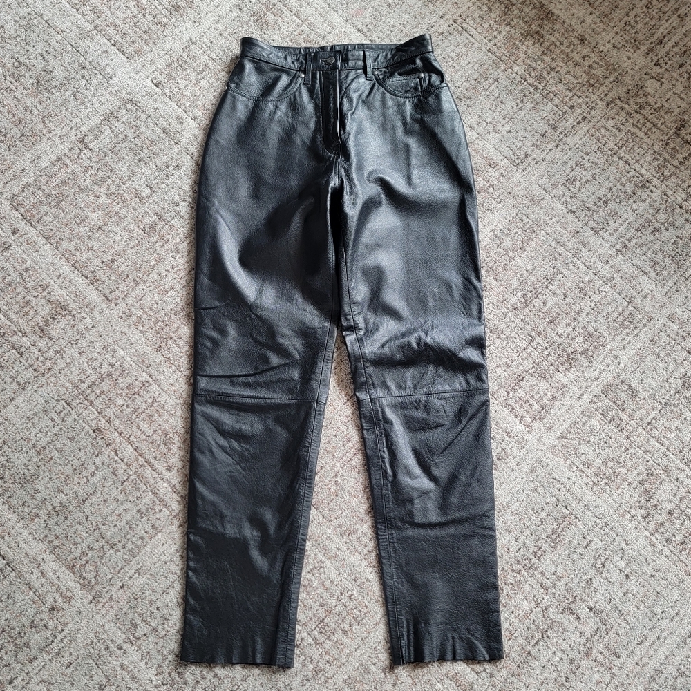 Harley‎ Davidson Women's High Waist Regular Length Tapered Genuine Leather Pants